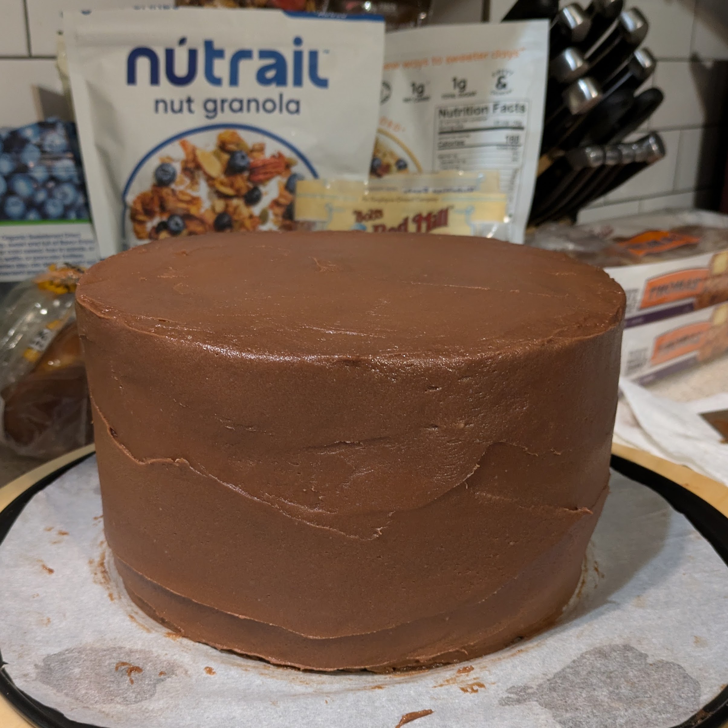 Chocolate cream cheese frosted cake